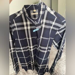 Men’s Burberry dress shirt button down blue gray XL